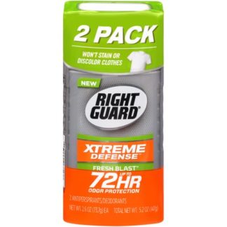 Right Guard Xtreme Defense Antiperspirant Deodorant Invisible Solid Stick, Fresh Blast, 2 Pack