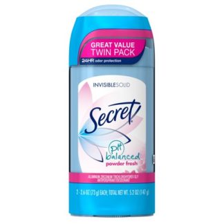 Secret Invisible Solid Antiperspirant and Deodorant, Powder Fresh Scent, 2 Twin Packs (4 count)